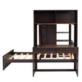 Twin Size Loft Bed With A Stand Alone Bed, Shelves,Desk,And Wardrobe Espresso Espresso Solid Wood