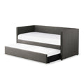 Gray Fabric Upholstered 1Pc Day Bed With Pull Out Trundle Trim Wood Frame Furniture Box Spring Not Required Gray Bedroom Wood