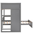 Twin Size Loft Bed With A Stand Alone Bed, Shelves,Desk,And Wardrobe Gray Gray Solid Wood