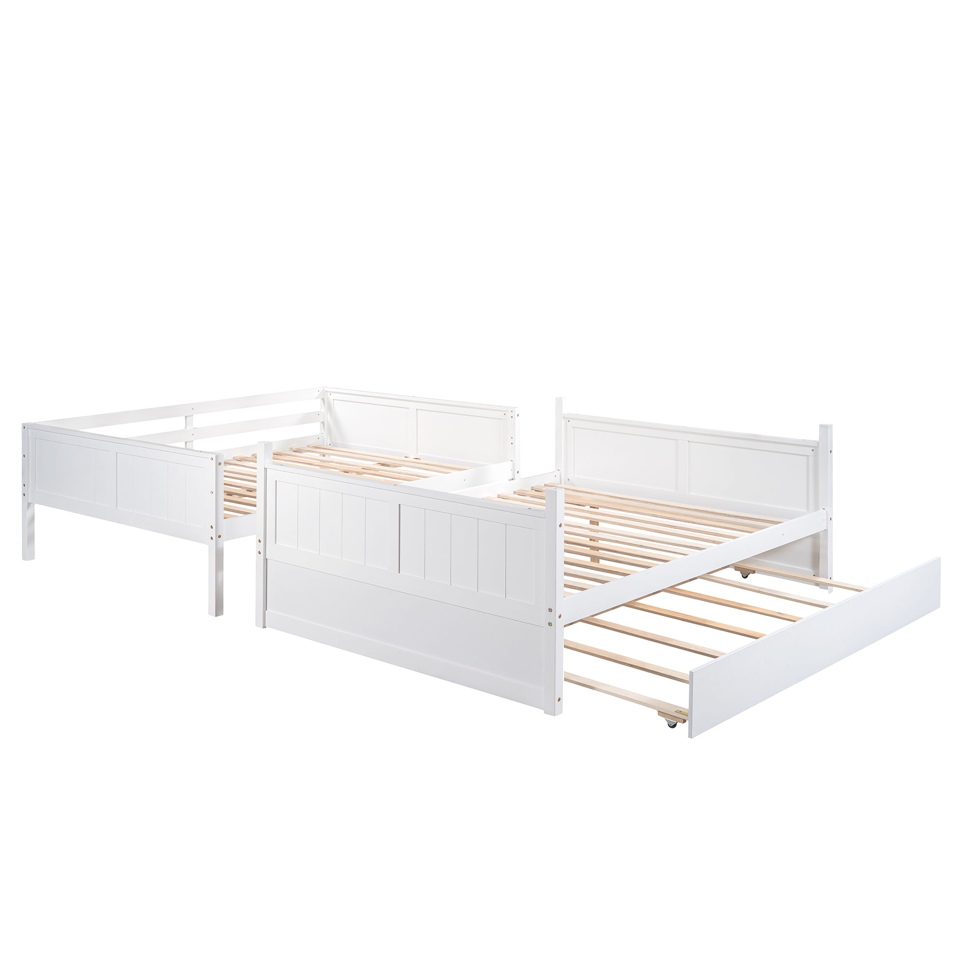 Full Over Full Bunk Bed With Twin Size Trundle, White Old Sku: Lp000250Aak Full White Solid Wood