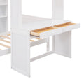 Twin Size Loft Bed With A Stand Alone Bed, Shelves,Desk,And Wardrobe White White Solid Wood