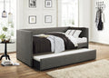 Gray Fabric Upholstered 1Pc Day Bed With Pull Out Trundle Trim Wood Frame Furniture Box Spring Not Required Gray Bedroom Wood