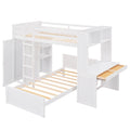 Twin Size Loft Bed With A Stand Alone Bed, Shelves,Desk,And Wardrobe White White Solid Wood