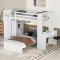 Twin Size Loft Bed With A Stand Alone Bed, Shelves,Desk,And Wardrobe White White Solid Wood