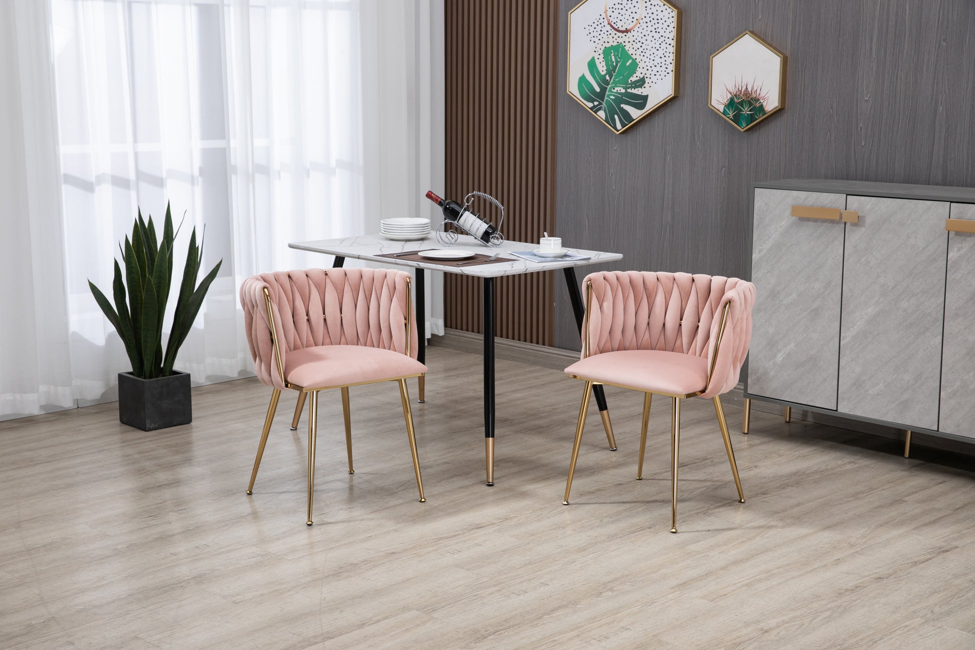 Coolmore Leisuredining Chairsaccent Chair2Pc Set Pink Metal