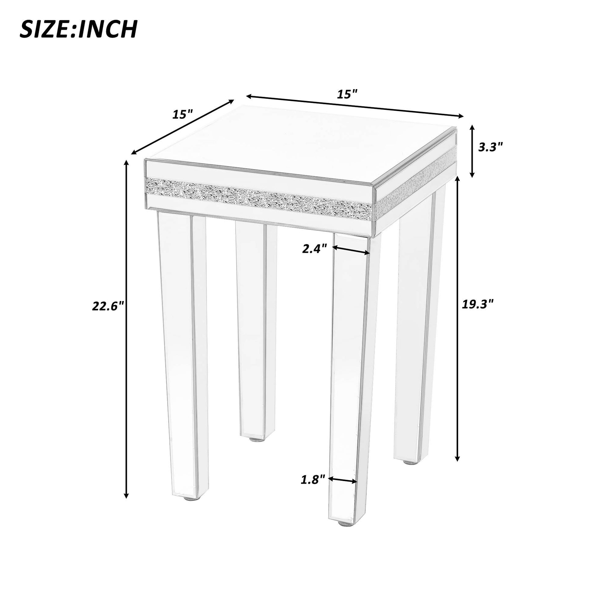 Fashionable Modern Glass Mirrored Coffee Table Set Of 3, Easy Assembly Crystal Design Cocktail Table With 2 End Tables For Apartment Home Office, Silver Silver Glass