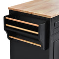 Kitchen Cart With Rubber Wood Desktop Rolling Mobile Kitchen Island With Storage And 5 Draws 53 Inch Length Black Black Mdf