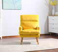 Soft Comfortable 1Pc Accent Click Clack Chair With Ottoman Yellow Fabric Upholstered Oak Finish Legs Living Room Furniture Yellow Primary Living Space Modern Fabric