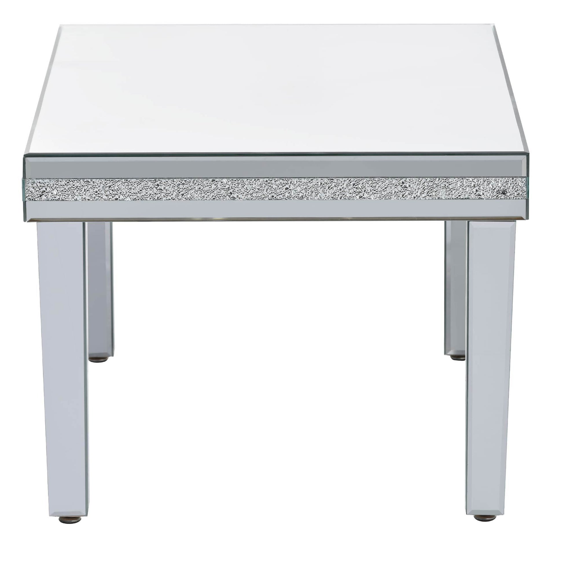 Fashionable Modern Glass Mirrored Coffee Table Set Of 3, Easy Assembly Crystal Design Cocktail Table With 2 End Tables For Apartment Home Office, Silver Silver Glass