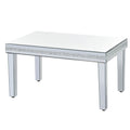 Fashionable Modern Glass Mirrored Coffee Table Set Of 3, Easy Assembly Crystal Design Cocktail Table With 2 End Tables For Apartment Home Office, Silver Silver Glass