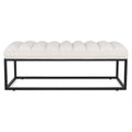 Metal Base Upholstered Bench For Bedroom For Entryway White Velvet