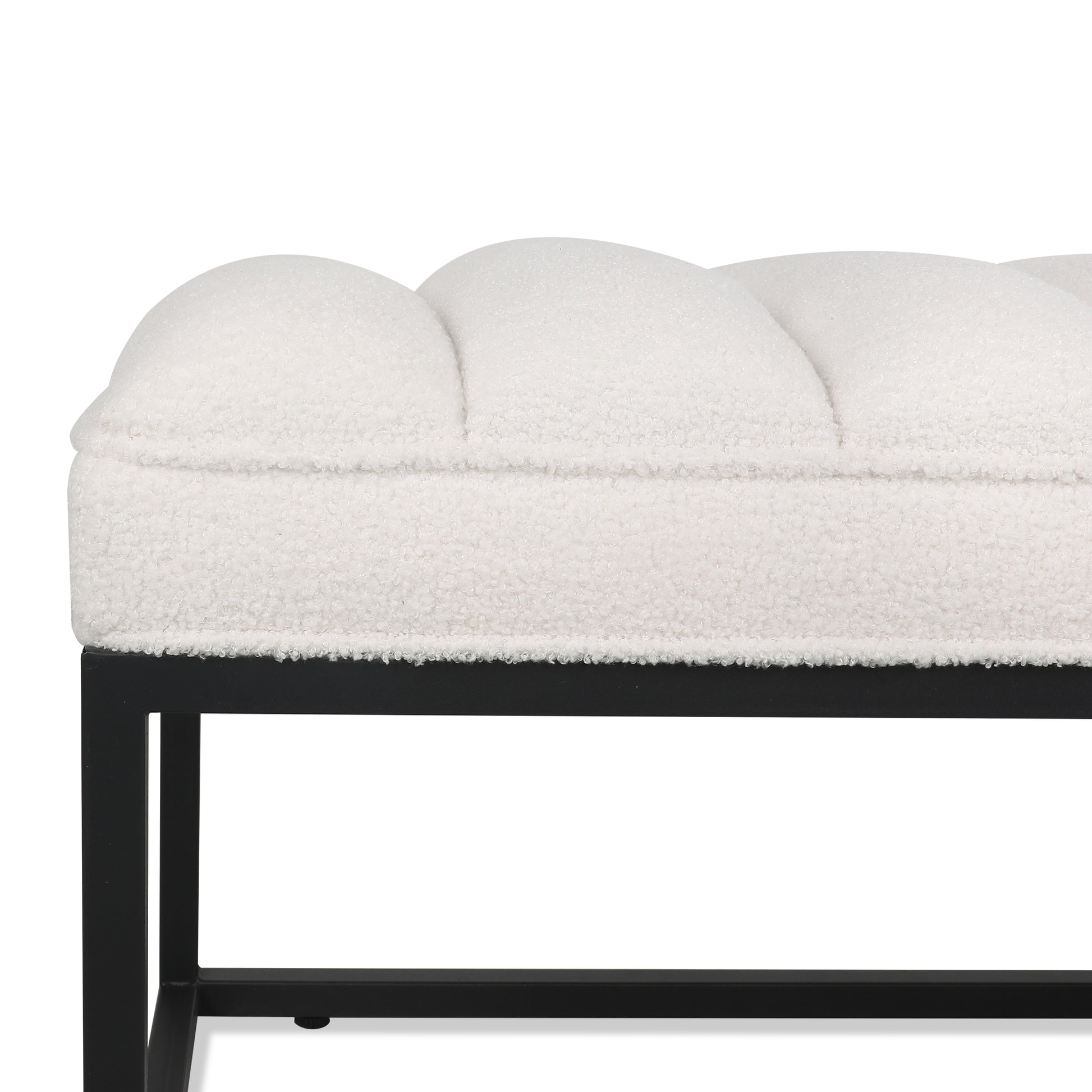 Metal Base Upholstered Bench For Bedroom For Entryway White Velvet