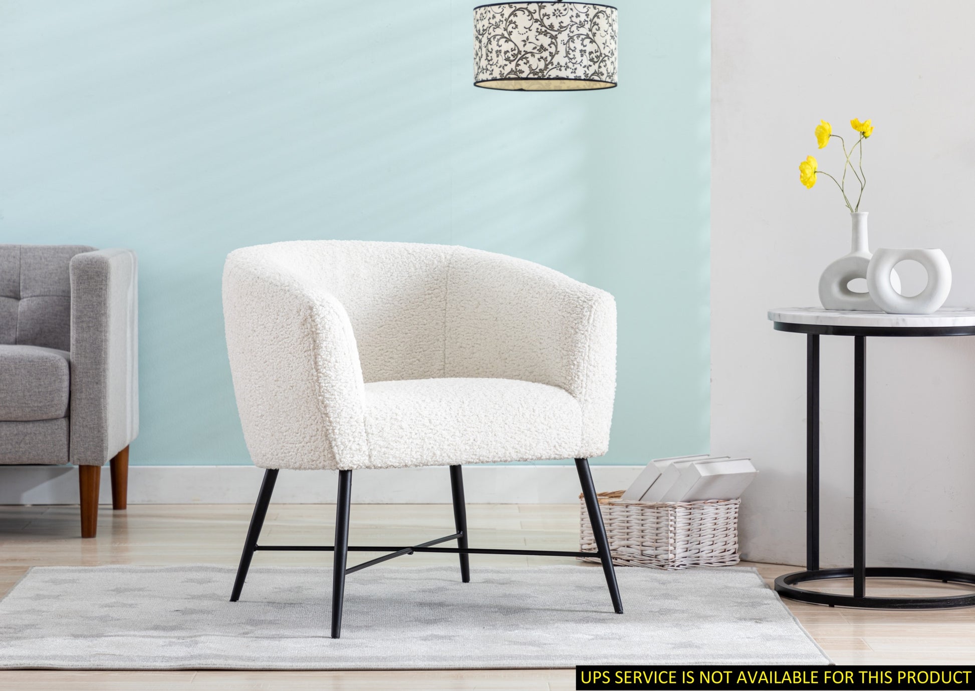 Modern Style 1Pc Accent Chair White Sheep Wool Like Fabric Covered Metal Legs Stylish Living Room Furniture White Primary Living Space Luxury Fabric