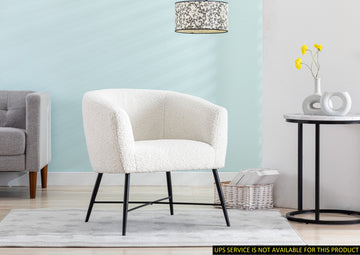 Modern Style 1Pc Accent Chair White Sheep Wool Like Fabric Covered Metal Legs Stylish Living Room Furniture White Primary Living Space Luxury Fabric