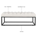 Metal Base Upholstered Bench For Bedroom For Entryway White Velvet