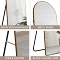 The 1St Generation Of Floor Mounted Full Length Mirrors. Aluminum Alloy Metal Frame Arched Wall Mirror, Bathroom Makeup Mirror, Bedroom Porch, Wall Mounted. Gold 60 
