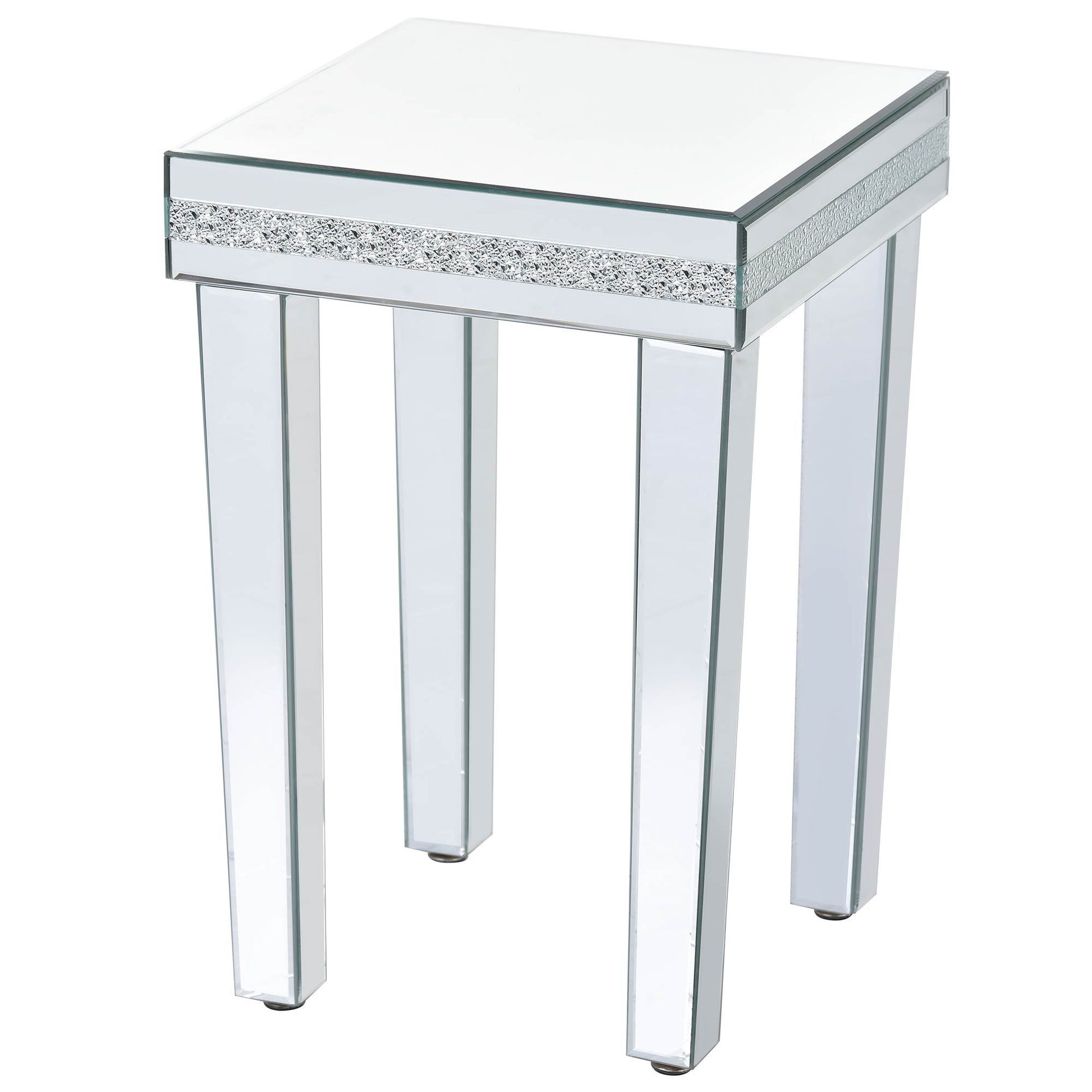 Fashionable Modern Glass Mirrored Coffee Table Set Of 3, Easy Assembly Crystal Design Cocktail Table With 2 End Tables For Apartment Home Office, Silver Silver Glass