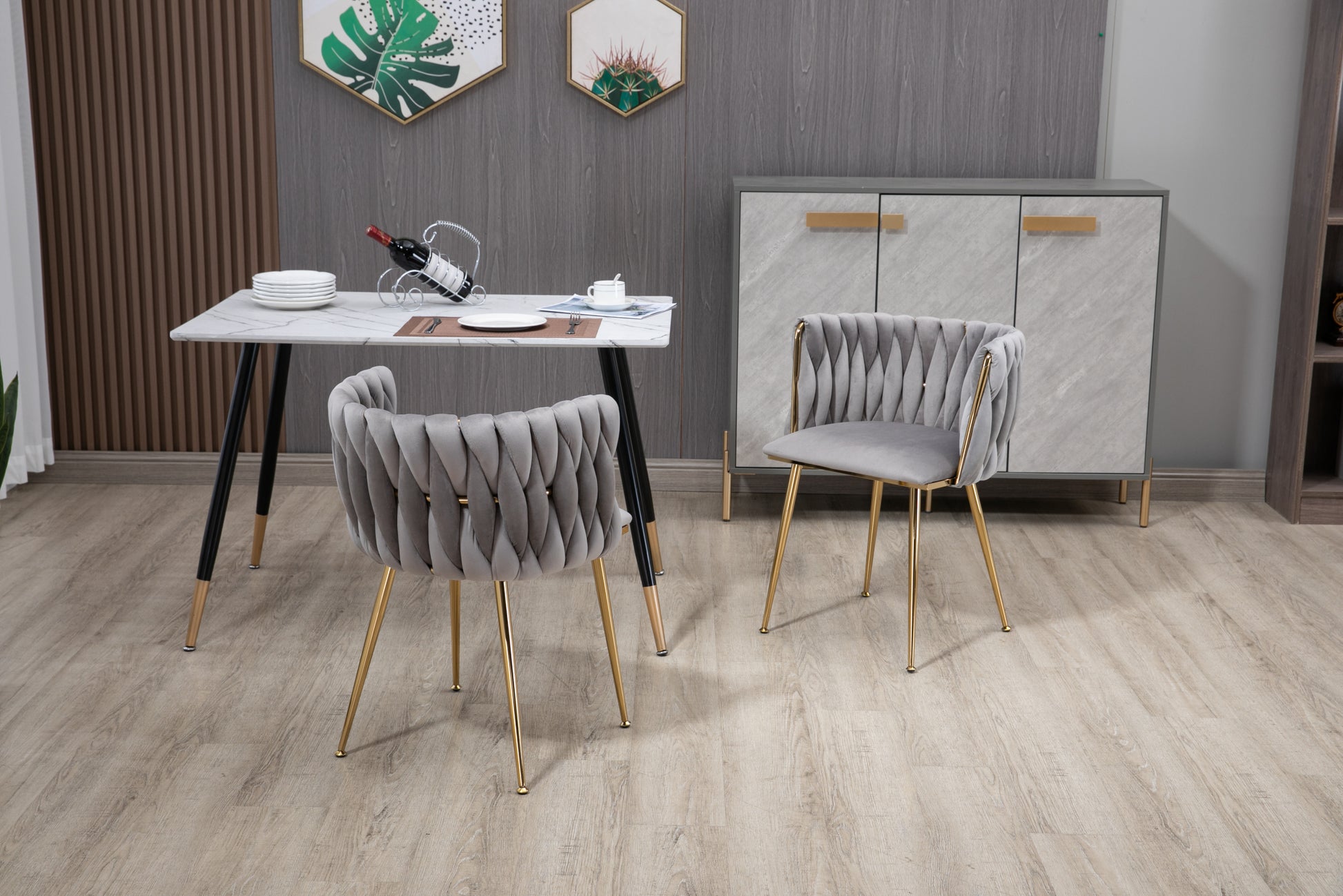 Coolmore Leisuredining Chairsaccent Chair2Pc Set Grey Metal