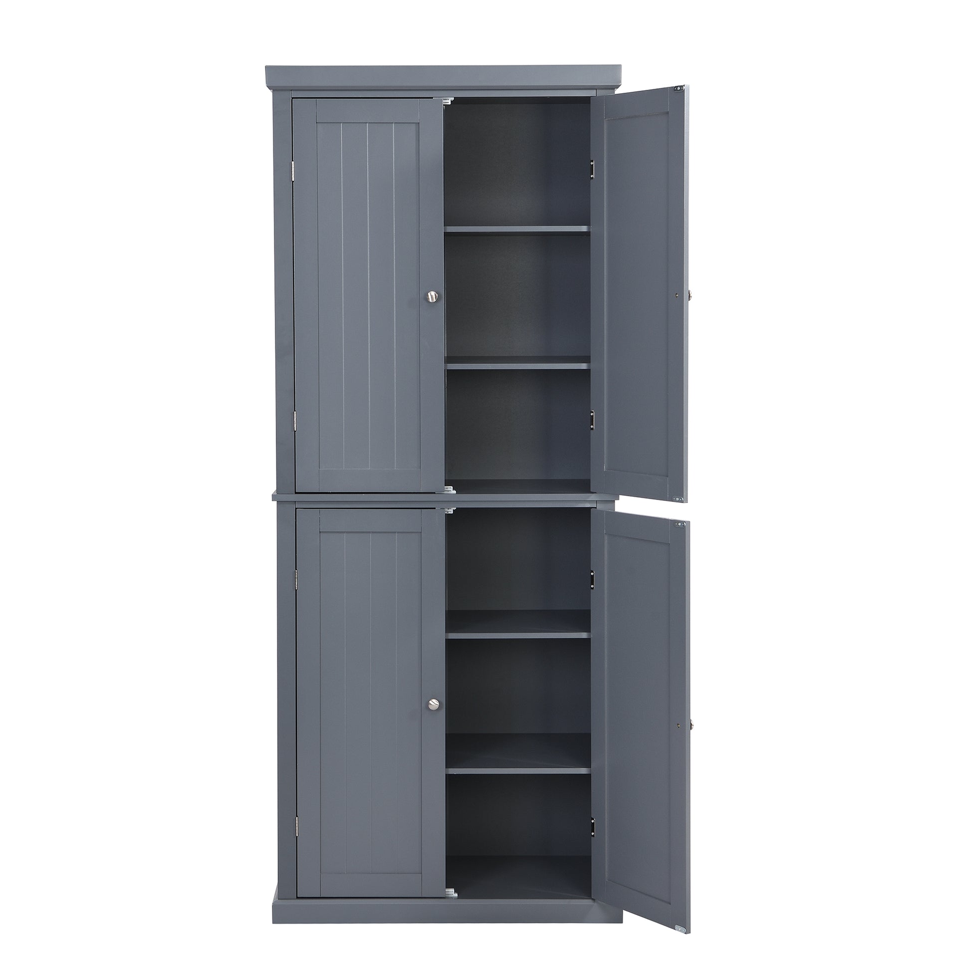 Freestanding Tall Kitchen Pantry, 72.4" Minimalist Kitchen Storage Cabinet Organizer With 4 Doors And Adjustable Shelves,Gray Gray Gray Kitchen Casual Adjustabel Shelves Mdf