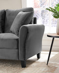 Modern Velvet Couch With 2 Pillow, 78 Inch Width Living Room Furniture, 3 Seater Sofa With Plastic Legs Gray Velvet