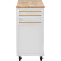 Kitchen Cart With Rubber Wood Desktop Rolling Mobile Kitchen Island With Storage And 5 Draws 53 Inch Length White White Mdf