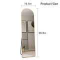 The Third Generation Floor Mounted Full Length Rearview Mirror. Aluminum Alloy Metal Frame Arched Wall Mirror, Bathroom Makeup Mirror, Clothing Store, Wall Mounted. Gold 60 