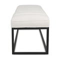 Metal Base Upholstered Bench For Bedroom For Entryway White Velvet