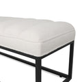 Metal Base Upholstered Bench For Bedroom For Entryway White Velvet