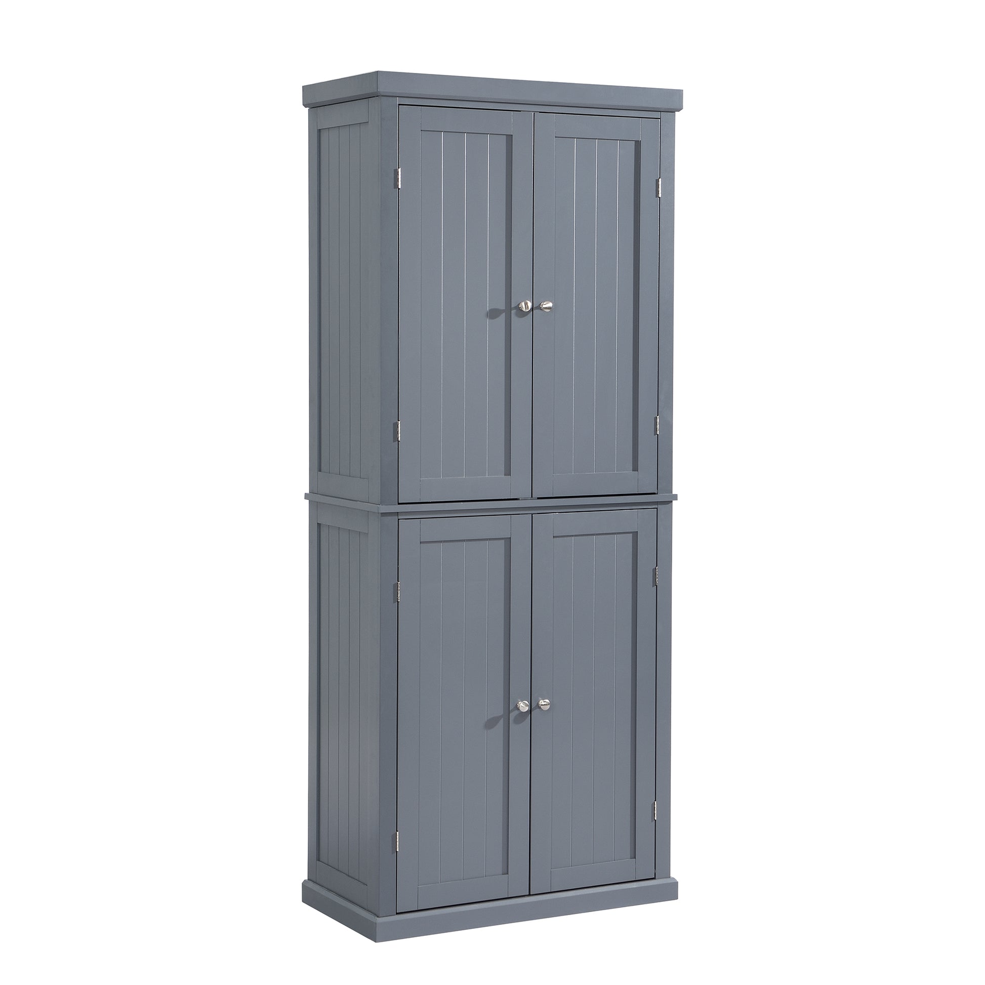 Freestanding Tall Kitchen Pantry, 72.4" Minimalist Kitchen Storage Cabinet Organizer With 4 Doors And Adjustable Shelves,Gray Gray Gray Kitchen Casual Adjustabel Shelves Mdf