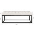 Metal Base Upholstered Bench For Bedroom For Entryway White Velvet