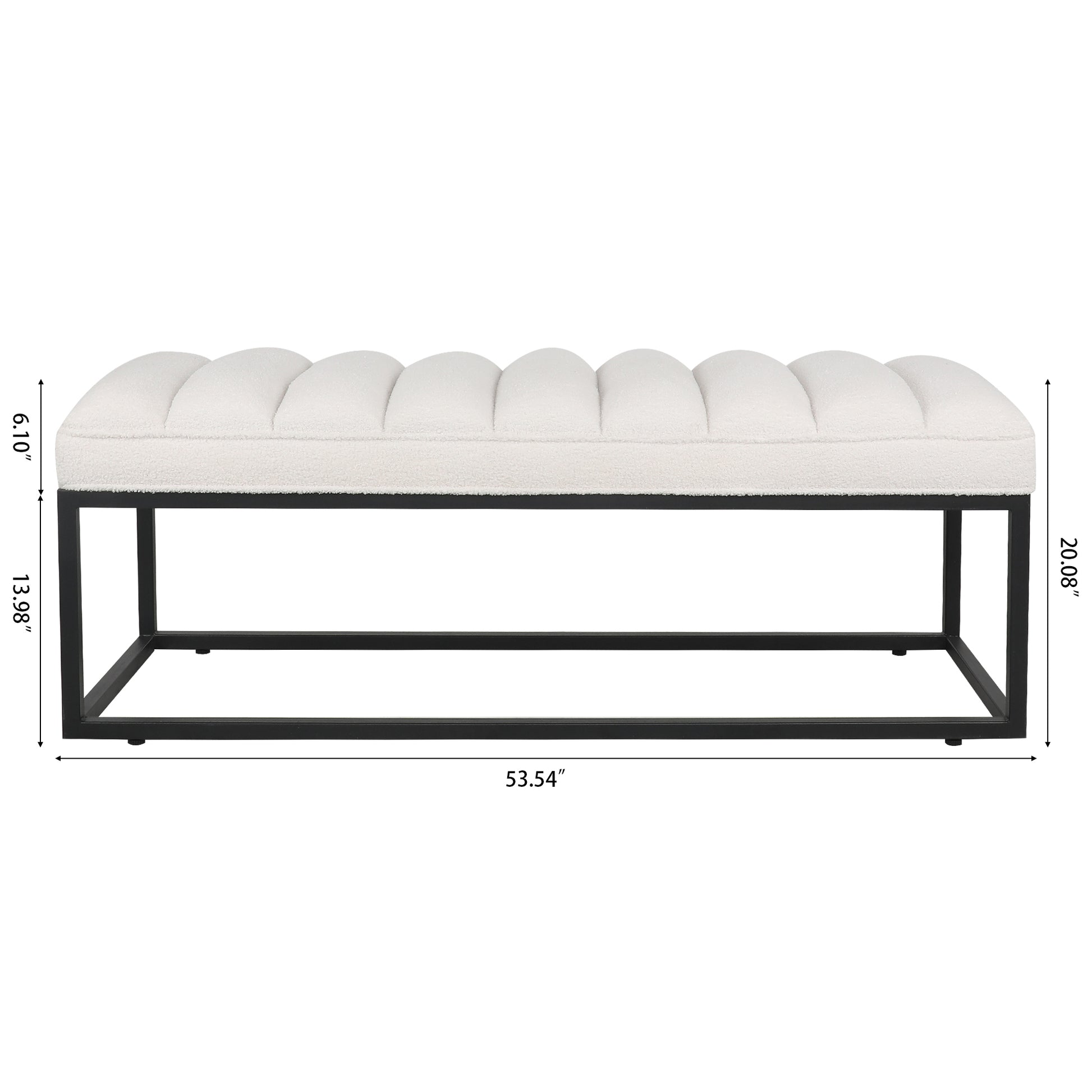 Metal Base Upholstered Bench For Bedroom For Entryway White Velvet