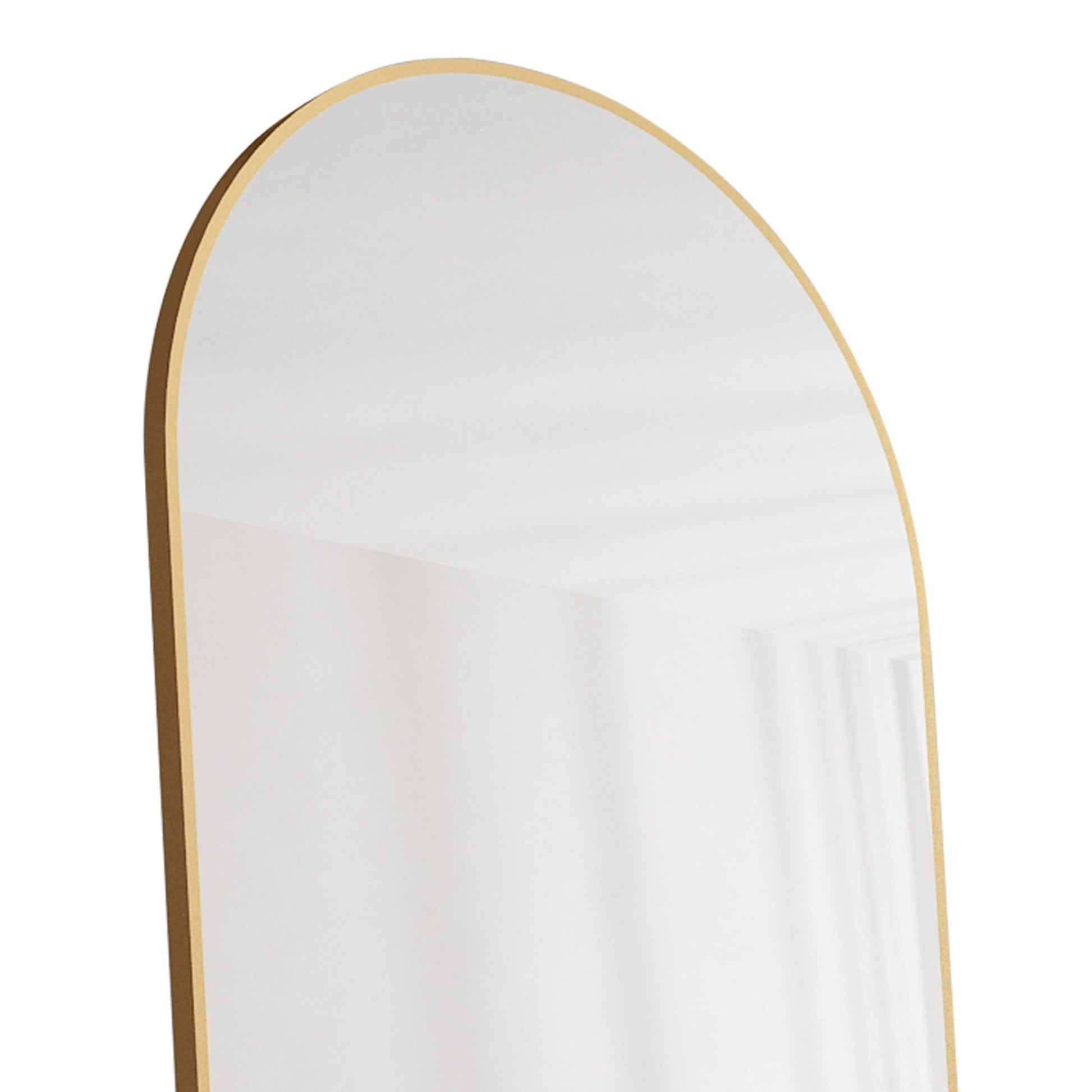 The Third Generation Floor Mounted Full Length Rearview Mirror. Aluminum Alloy Metal Frame Arched Wall Mirror, Bathroom Makeup Mirror, Clothing Store, Wall Mounted. Gold 60 "*16.5"W115158172 Golden Glass