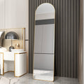 The 1St Generation Of Floor Mounted Full Length Mirrors. Aluminum Alloy Metal Frame Arched Wall Mirror, Bathroom Makeup Mirror, Bedroom Porch, Wall Mounted. Gold 60 