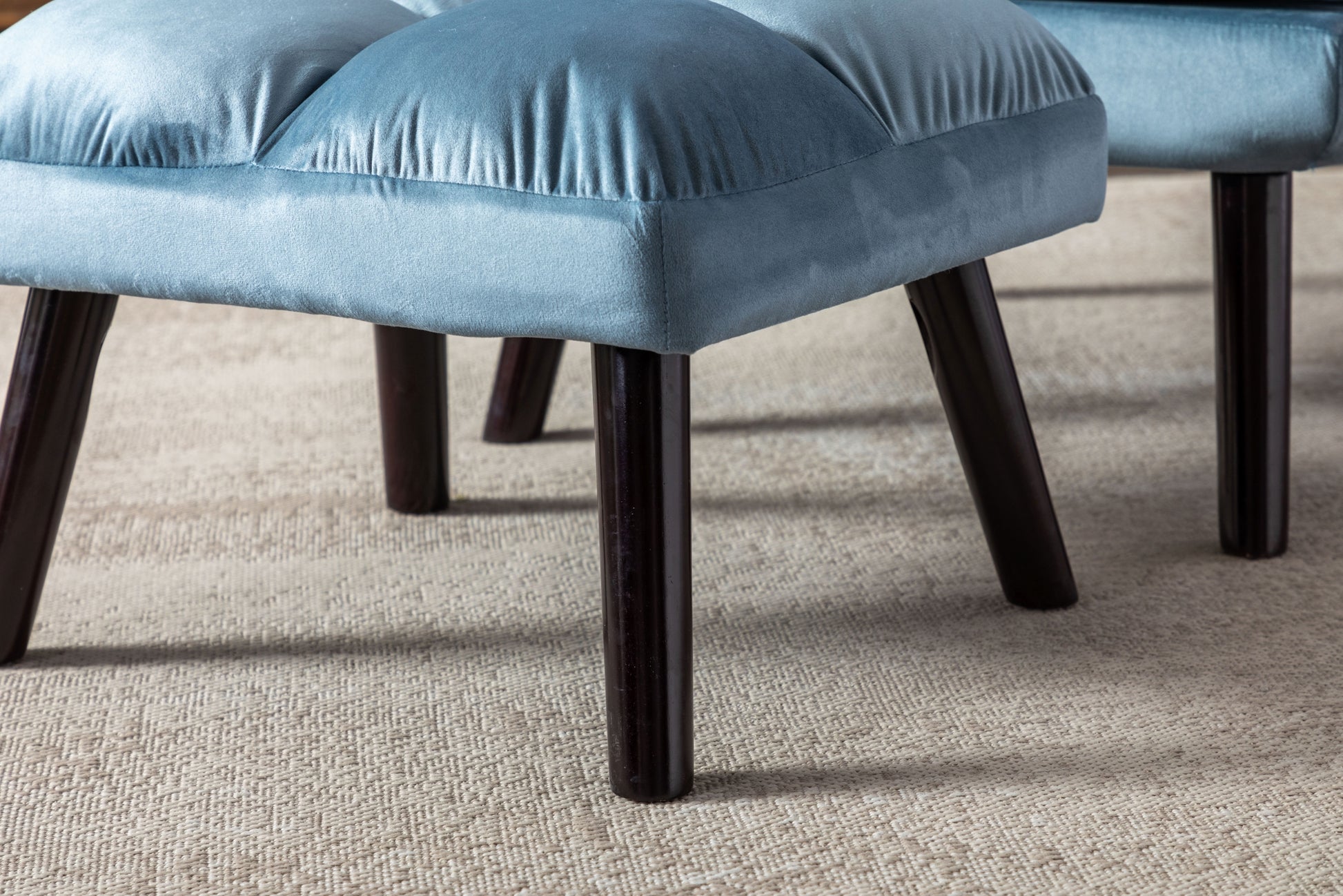 Soft Comfortable 1Pc Accent Click Clack Chair With Ottoman Light Blue Fabric Upholstered Black Finish Legs Living Room Furniture Light Blue Primary Living Space Modern Fabric