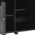 Kitchen Cart With Rubber Wood Desktop Rolling Mobile Kitchen Island With Storage And 5 Draws 53 Inch Length Black Black Mdf