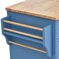 Kitchen Cart With Rubber Wood Desktop Rolling Mobile Kitchen Island With Storage And 5 Draws 53 Inch Length Blue Blue Mdf