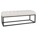 Metal Base Upholstered Bench For Bedroom For Entryway White Velvet