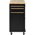 Kitchen Cart With Rubber Wood Desktop Rolling Mobile Kitchen Island With Storage And 5 Draws 53 Inch Length Black Black Mdf