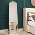 The 1St Generation Of Floor Mounted Full Length Mirrors. Aluminum Alloy Metal Frame Arched Wall Mirror, Bathroom Makeup Mirror, Bedroom Porch, Wall Mounted. Gold 60 