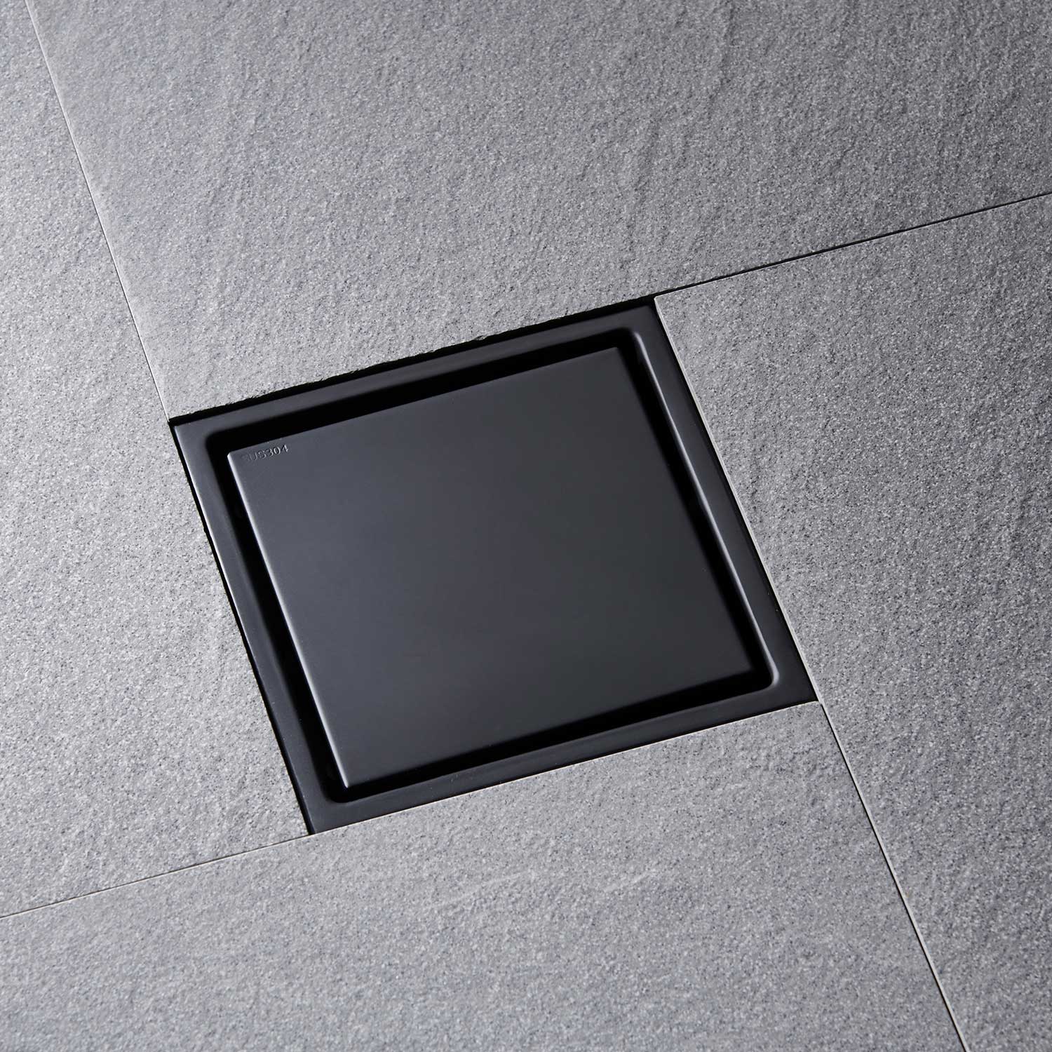 6 Inch Square Shower Floor Drain Matte Black Stainless Steel