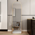 The 1St Generation Of Floor Mounted Full Length Mirrors. Aluminum Alloy Metal Frame Arched Wall Mirror, Bathroom Makeup Mirror, Bedroom Porch, Wall Mounted. Gold 60 