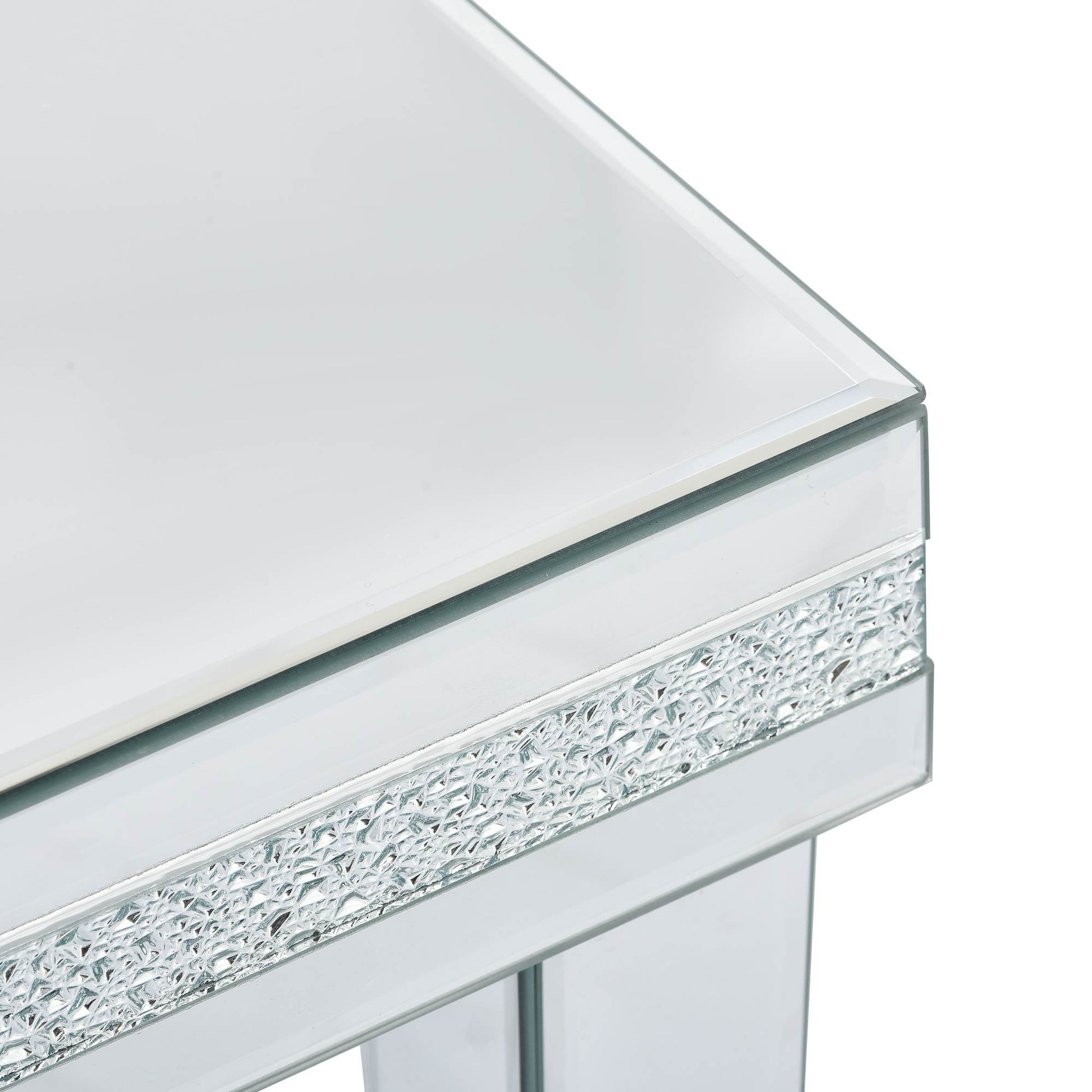 Fashionable Modern Glass Mirrored Coffee Table Set Of 3, Easy Assembly Crystal Design Cocktail Table With 2 End Tables For Apartment Home Office, Silver Silver Glass