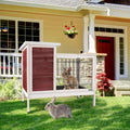 Two Tier Wooden Indoor Outdoor Rabbit Cage For Small Animals With Runway And Leak Proof Plastic Tray,Red Red Solid Wood