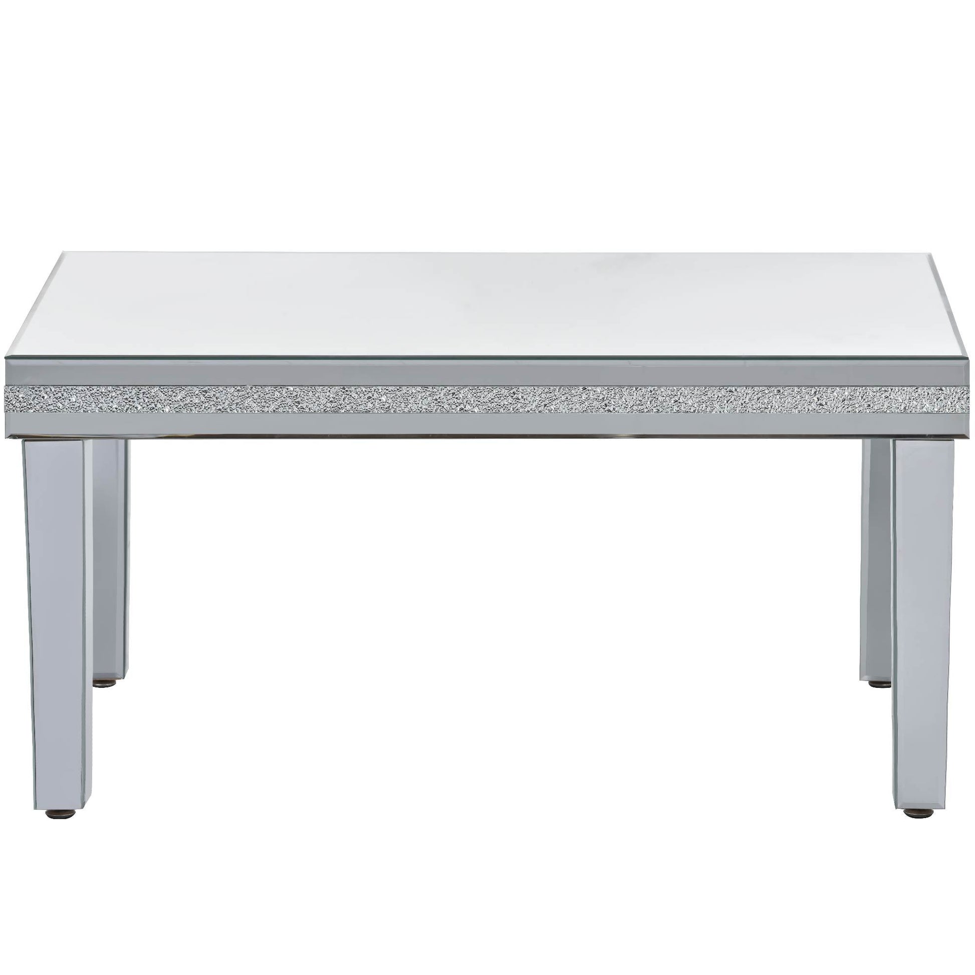 Fashionable Modern Glass Mirrored Coffee Table Set Of 3, Easy Assembly Crystal Design Cocktail Table With 2 End Tables For Apartment Home Office, Silver Silver Glass