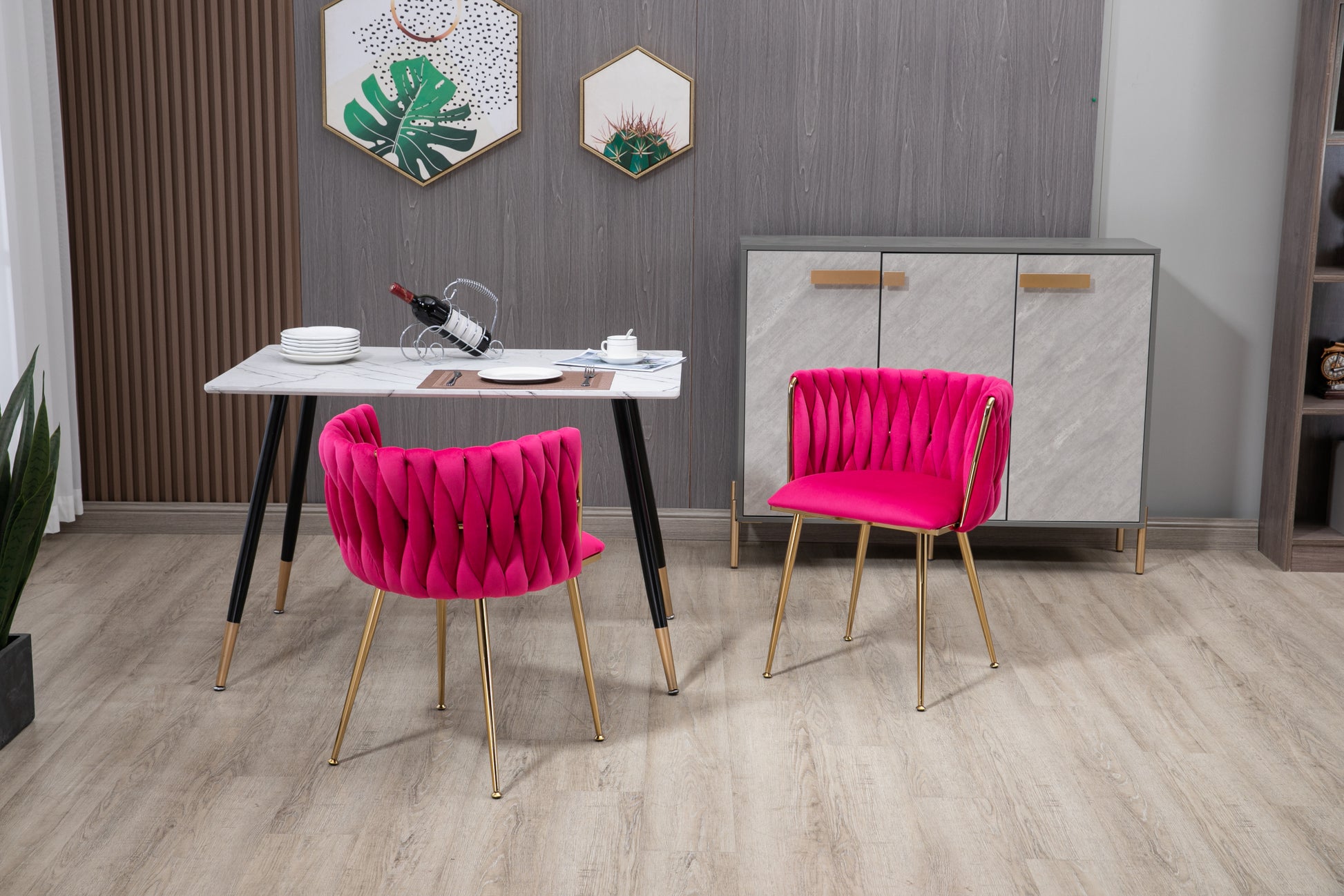 Coolmore Leisuredining Chairsaccent Chair2Pc Set Rose Red Metal