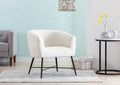 Modern Style 1Pc Accent Chair White Sheep Wool Like Fabric Covered Metal Legs Stylish Living Room Furniture White Primary Living Space Luxury Fabric