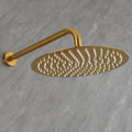 Shower System With Shower Head, Hand Shower, Slide Bar, Bodysprays, Shower Arm, Hose, Valve Trim, And Lever Handles Brushed Gold Brass