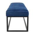 Metal Base Upholstered Bench For Bedroom For Entryway Navy Blue Velvet