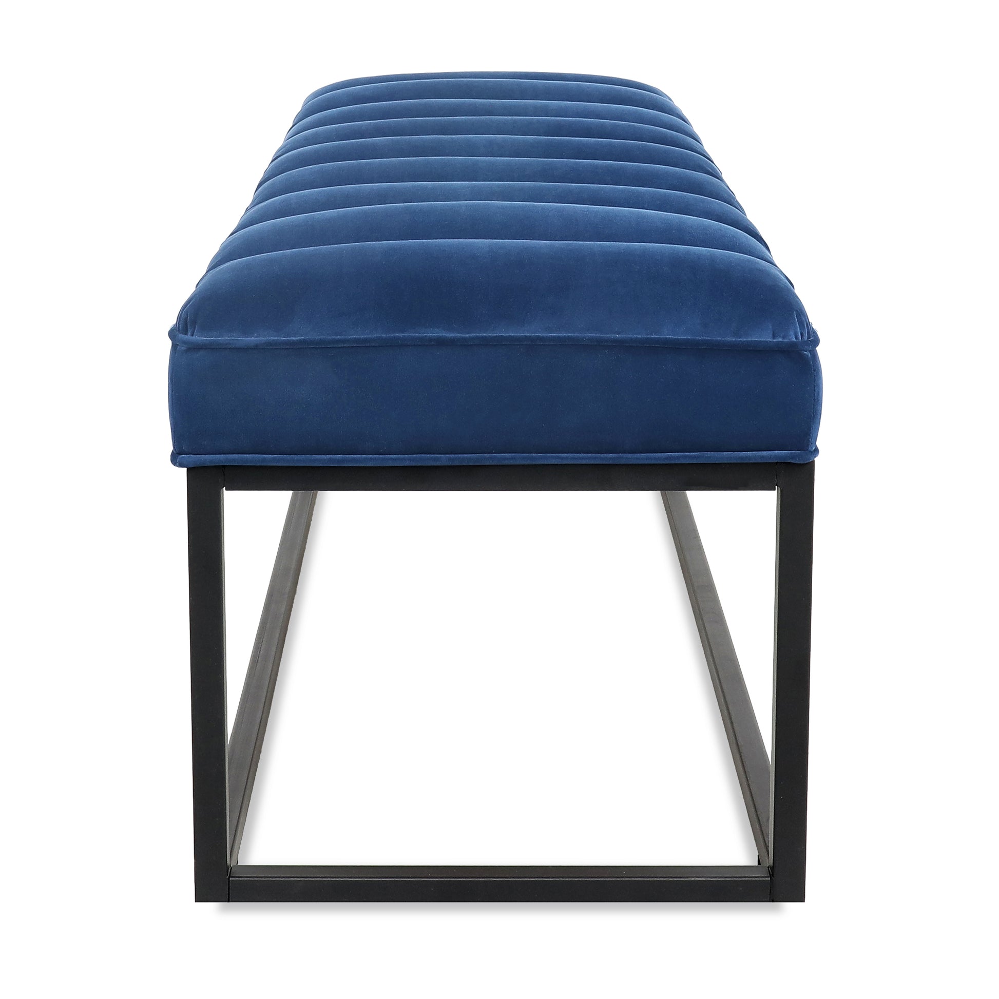 Metal Base Upholstered Bench For Bedroom For Entryway Navy Blue Velvet