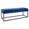 Metal Base Upholstered Bench For Bedroom For Entryway Navy Blue Velvet